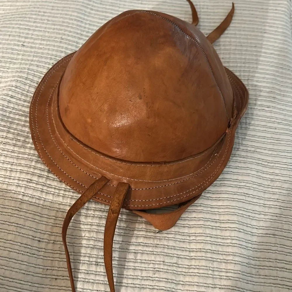 Vintage Traditional Brazilian Leather Kids Hat Vaqueiro Cowboy Brown